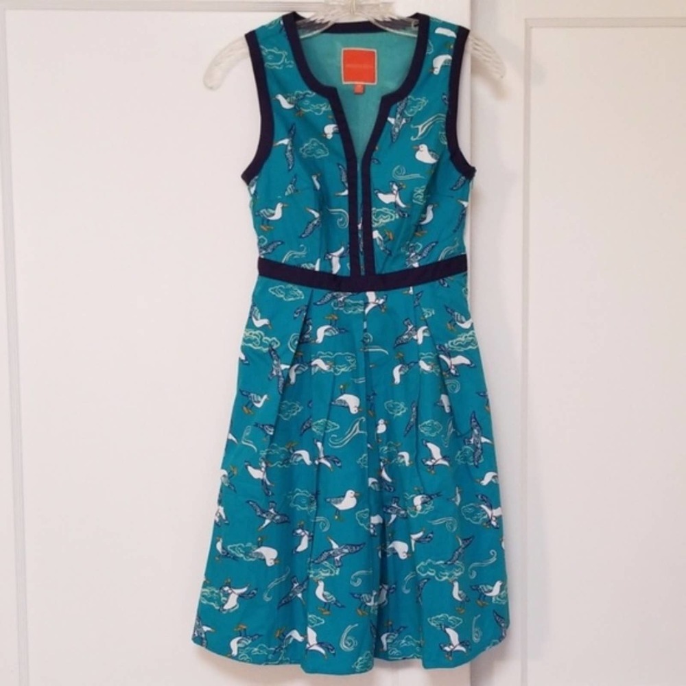 Modcloth Seagulls Fit and Flare Dress NEW - Picture 7 of 8